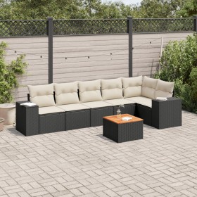 7-teiliges Garten-Esszimmerset und Kissen synthetisches Rattan schwarz von , Gartensets - Ref: Foro24-3225454, Preis: 470,81 ...