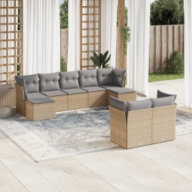 9-teiliges Gartensofa-Set mit beigen synthetischen Rattankissen von , Gartensets - Ref: Foro24-3218309, Preis: 575,11 €, Raba...