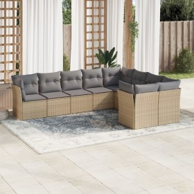 9-teiliges Gartensofa-Set mit beigen synthetischen Rattankissen von , Gartensets - Ref: Foro24-3218169, Preis: 576,50 €, Raba...