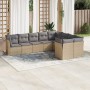 9-teiliges Gartensofa-Set mit beigen synthetischen Rattankissen von , Gartensets - Ref: Foro24-3218169, Preis: 577,48 €, Raba...