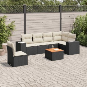 7-teiliges Garten-Essset und schwarze Kissen aus synthetischem Rattan von , Gartensets - Ref: Foro24-3225468, Preis: 472,14 €...