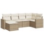 Gartensofa-Set mit Kissen, 6-teilig, beiges synthetisches Rattan von , Gartensets - Ref: Foro24-3219248, Preis: 474,99 €, Rab...