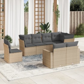 Garden sofa set with beige cushions, 8 pieces, PE rattan. by , Garden sets - Ref: Foro24-3219229, Price: 599,71 €, Discount: %