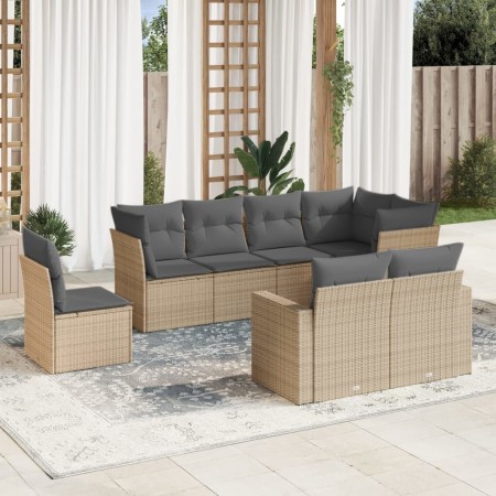 Garden sofa set with beige cushions, 8 pieces, PE rattan. by , Garden sets - Ref: Foro24-3219229, Price: 598,56 €, Discount: %