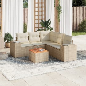 Gartensofa-Set mit Kissen, 6-teilig, beiges synthetisches Rattan von , Gartensets - Ref: Foro24-3225442, Preis: 526,12 €, Rab...