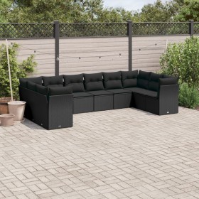 Set de sofás de jardín 10 pzas cojines ratán sintético negro de , Conjuntos de jardín - Ref: Foro24-3218195, Precio: 600,87 €...