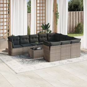 Garden sofa set 11 pieces and gray synthetic rattan cushions by , Garden sets - Ref: Foro24-3218230, Price: 718,27 €, Discoun...