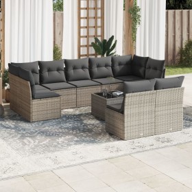 Garden sofa set 10 pieces with gray synthetic rattan cushions by , Garden sets - Ref: Foro24-3218160, Price: 666,67 €, Discou...