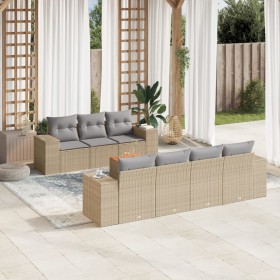 Gartensofa-Set mit beigen Kissen 8 Stück PE-Rattan von , Gartensets - Ref: Foro24-3225352, Preis: 592,00 €, Rabatt: %