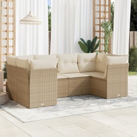 Gartensofa-Set mit Kissen, 6-teilig, beiges synthetisches Rattan von , Gartensets - Ref: Foro24-3218108, Preis: 483,72 €, Rab...