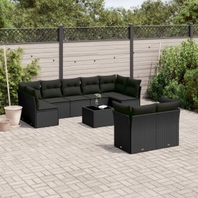 Set de sofás de jardín 10 pzas cojines ratán sintético negro de , Conjuntos de jardín - Ref: Foro24-3218155, Precio: 618,99 €...