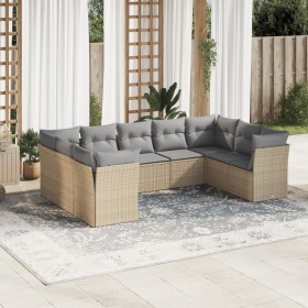 Set de sofás de jardín 9 pzas con cojines ratán sintético beige de , Conjuntos de jardín - Ref: Foro24-3218129, Precio: 577,4...