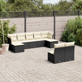 Set aus 8-teiligen Gartensofas und Kissen Kunstrattan schwarz von , Gartensets - Ref: Foro24-3218266, Preis: 502,85 €, Rabatt: %