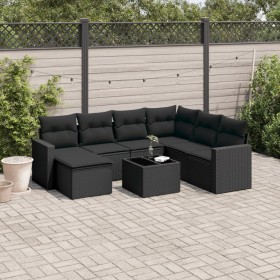 Set aus 8-teiligen Gartensofas und Kissen Kunstrattan schwarz von , Gartensets - Ref: Foro24-3219295, Preis: 490,26 €, Rabatt: %