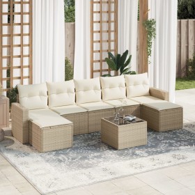 Gartensofa-Set mit beigen Kissen 8 Stück PE-Rattan von , Gartensets - Ref: Foro24-3219338, Preis: 539,99 €, Rabatt: %