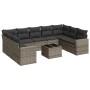 10-teiliges Gartensofa-Set mit grauen synthetischen Rattankissen von , Gartensets - Ref: Foro24-3219400, Preis: 660,27 €, Rab...