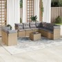 Gartensofa-Set mit beigen Kissen, 10-teilig, synthetisches Rattan von , Gartensets - Ref: Foro24-3249688, Preis: 708,43 €, Ra...