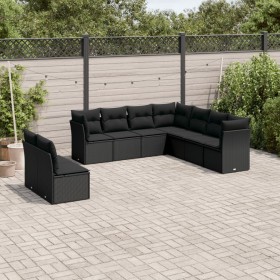 Set aus 8-teiligen Gartensofas und Kissen Kunstrattan schwarz von , Gartensets - Ref: Foro24-3249674, Preis: 639,65 €, Rabatt: %