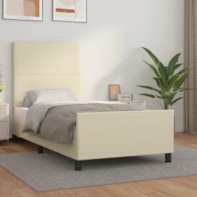 Bed frame with headboard cream synthetic leather 100x200cm by , Beds and slatted bases - Ref: Foro24-3125435, Price: 147,99 €...