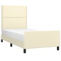 Estructura de cama con cabecero cuero sintético crema 100x200cm de , Camas y somieres - Ref: Foro24-3125496, Precio: 154,40 €...