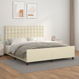 Bed frame with headboard cream synthetic leather 180x200cm by , Beds and slatted bases - Ref: Foro24-3125587, Price: 242,99 €...