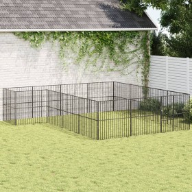 Dog playpen with 16 black galvanized steel panels by , Dog kennels - Ref: Foro24-3209559, Price: 381,90 €, Discount: %