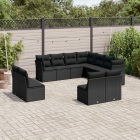 11-piece garden sofa set and black synthetic rattan cushions by , Garden sets - Ref: Foro24-3249654, Price: 698,34 €, Discoun...