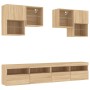 Wall TV cabinets with LED lights 6 pieces sonoma oak by , TV Furniture - Ref: Foro24-3216752, Price: 245,52 €, Discount: %