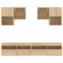 Wall TV cabinets with LED lights 6 pieces sonoma oak by , TV Furniture - Ref: Foro24-3216752, Price: 245,52 €, Discount: %