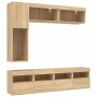 Wall TV cabinets with LED lights 7 pieces sonoma oak by , TV Furniture - Ref: Foro24-3216759, Price: 220,00 €, Discount: %