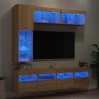 Muebles de TV de pared con luces LED 7 piezas roble sonoma de , Muebles TV - Ref: Foro24-3216759, Precio: 216,99 €, Descuento: %