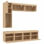 Wall TV cabinets with LED lights 7 pieces sonoma oak by , TV Furniture - Ref: Foro24-3216759, Price: 220,00 €, Discount: %