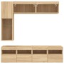 Wall TV cabinets with LED lights 7 pieces sonoma oak by , TV Furniture - Ref: Foro24-3216759, Price: 220,00 €, Discount: %