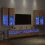 Muebles de TV de pared con luces LED 7 piezas roble sonoma de , Muebles TV - Ref: Foro24-3216773, Precio: 383,51 €, Descuento: %