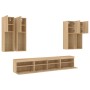 Wall TV cabinets with LED lights 7 pieces sonoma oak by , TV Furniture - Ref: Foro24-3216773, Price: 377,39 €, Discount: %