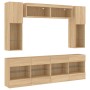 Wall TV cabinets with LED lights 6 pieces sonoma oak by , TV Furniture - Ref: Foro24-3216799, Price: 339,99 €, Discount: %