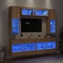 Wall TV cabinets with LED lights 6 pieces sonoma oak by , TV Furniture - Ref: Foro24-3216799, Price: 339,99 €, Discount: %