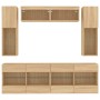 Wall TV cabinets with LED lights 6 pieces sonoma oak by , TV Furniture - Ref: Foro24-3216799, Price: 339,99 €, Discount: %