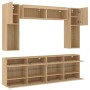 Wall TV cabinets with LED lights 6 pieces sonoma oak by , TV Furniture - Ref: Foro24-3216799, Price: 339,99 €, Discount: %