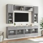 Wall TV cabinets with LED lights 6 pieces sonoma gray by , TV Furniture - Ref: Foro24-3216802, Price: 344,58 €, Discount: %