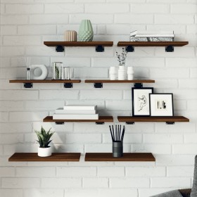 Wall shelves 8 units engineered wood brown oak 40x20x1.5 cm by , Shelves and shelves - Ref: Foro24-838206, Price: 32,79 €, Di...