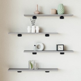 Wall shelves 4 pcs Sonoma gray engineered wood 60x10x1.5 cm by , Shelves and shelves - Ref: Foro24-838227, Price: 19,15 €, Di...