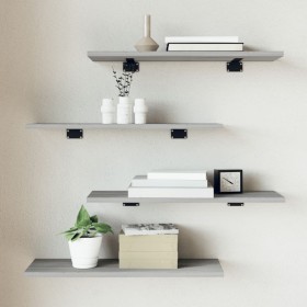 Wall shelves 4 pcs Sonoma gray engineered wood 60x20x1.5 cm by , Shelves and shelves - Ref: Foro24-838233, Price: 26,20 €, Di...