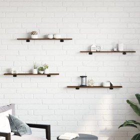 Wall shelves 4 pcs engineered wood brown oak 80x10x1.5cm by , Shelves and shelves - Ref: Foro24-838259, Price: 19,76 €, Disco...