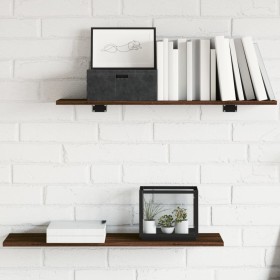 Wall shelves 4 pcs engineered wood brown oak 80x20x1.5cm by , Shelves and shelves - Ref: Foro24-838265, Price: 35,99 €, Disco...