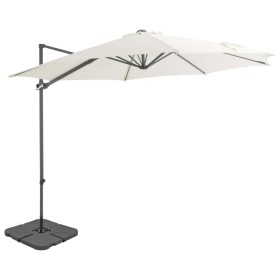 Garden umbrella with portable sand-colored base by vidaXL, Umbrellas - Ref: Foro24-276339, Price: 172,34 €, Discount: %