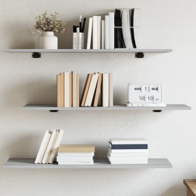 Wall shelves 4 units Sonoma gray engineered wood 100x30x1.5cm by , Shelves and shelves - Ref: Foro24-838299, Price: 40,99 €, ...