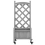 Planter with trellis and wheels solid gray fir wood by , Pots and planters - Ref: Foro24-3207645, Price: 47,83 €, Discount: %