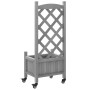 Planter with trellis and wheels solid gray fir wood by , Pots and planters - Ref: Foro24-3207645, Price: 47,83 €, Discount: %