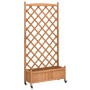 Planter with trellis and wheels solid brown fir wood by , Pots and planters - Ref: Foro24-3207653, Price: 112,81 €, Discount: %